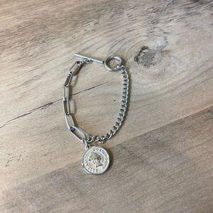 Silver Coin Mixed Chain Bracelet
